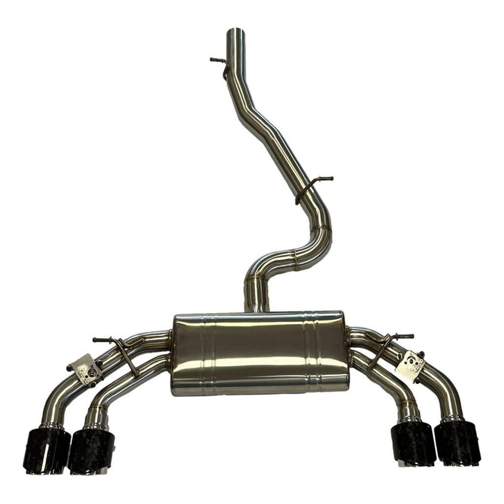VW Golf R Mk 8 Valved Catback Exhaust (OEM Valves) With Carbon Tailpipes