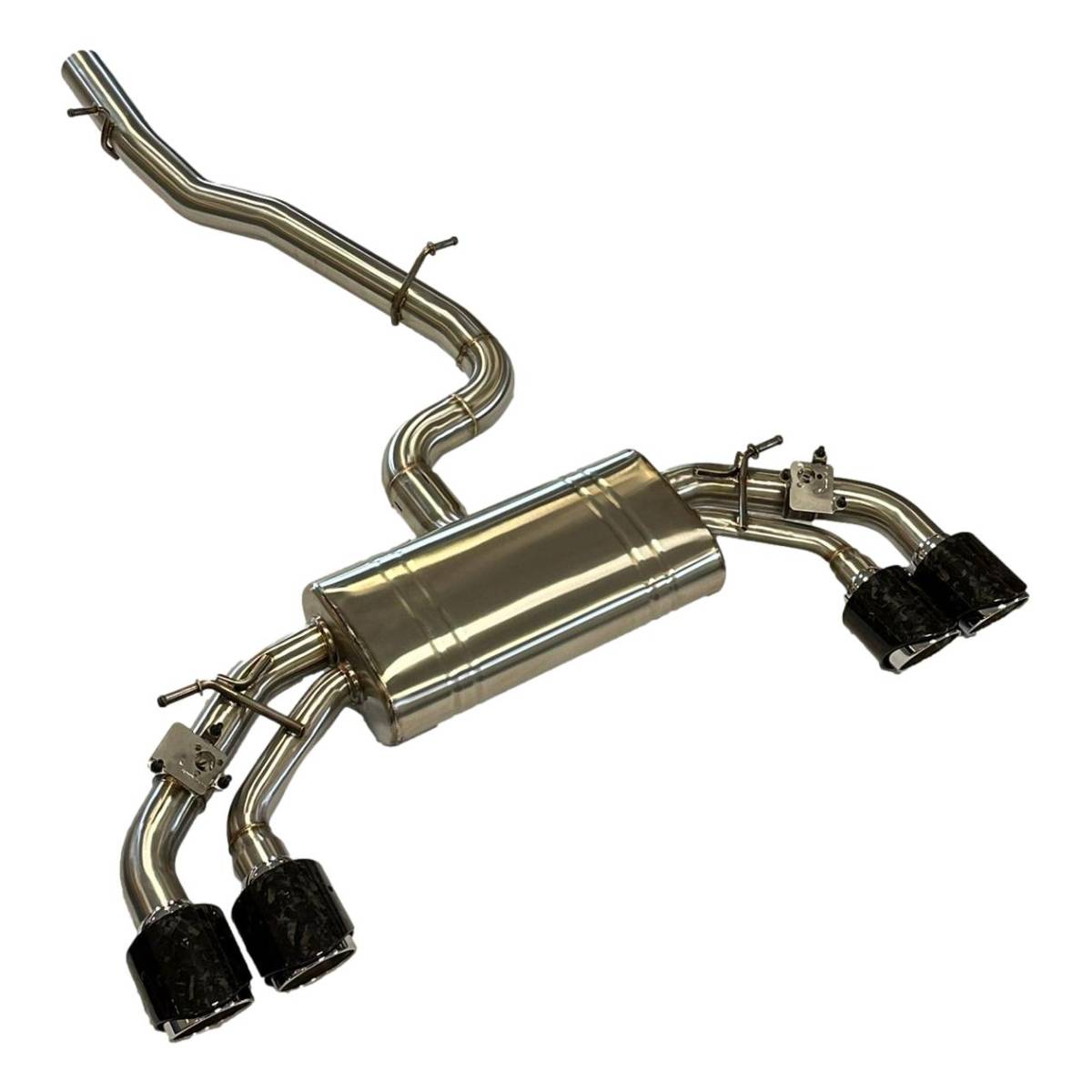 VW Golf R Mk 8 Valved Catback Exhaust (OEM Valves) With Carbon Tailpipes