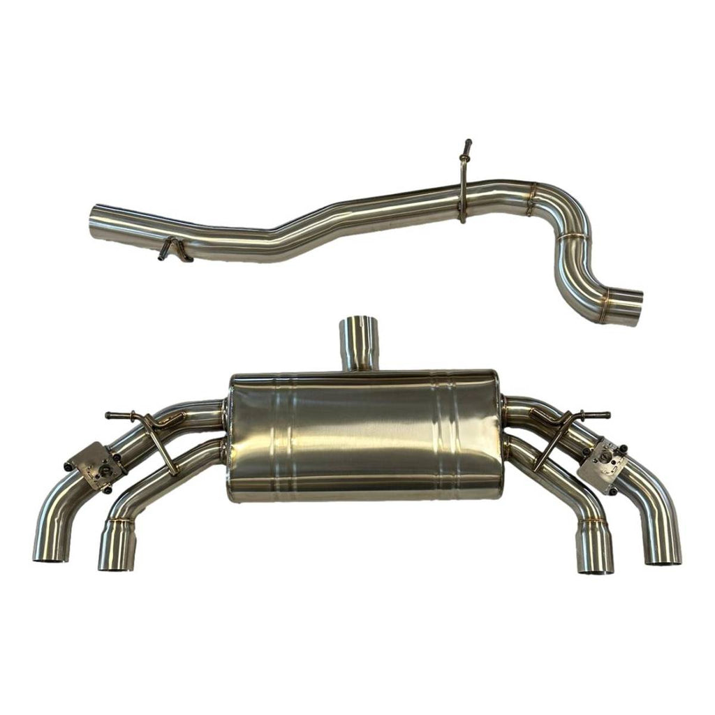 VW Golf R Mk 8 Valved Catback Exhaust (OEM Valves) With Carbon Tailpipes