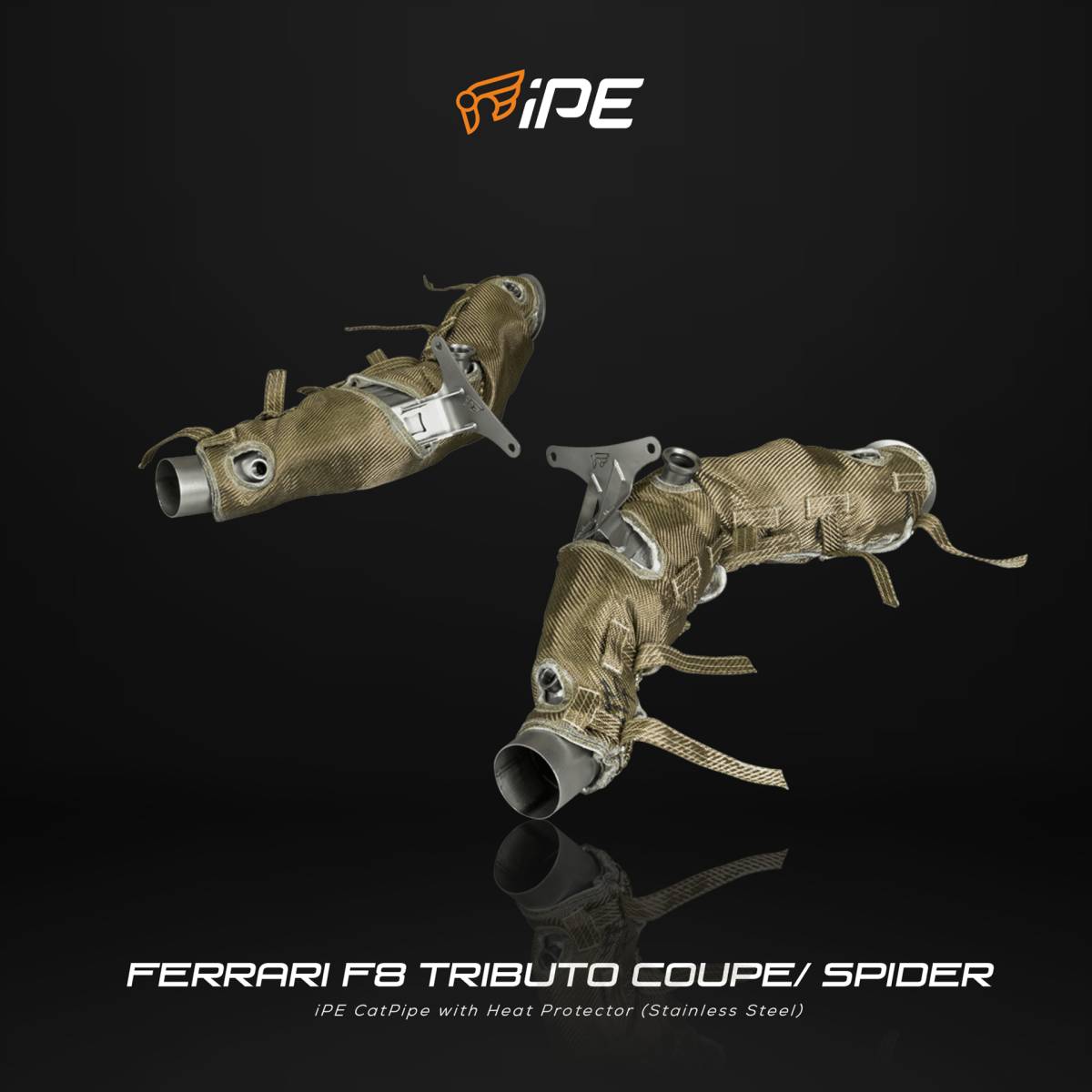 Ferrari F8 Tributo F8 Spider 2020-Current Catless Downpipe + Heat Protector