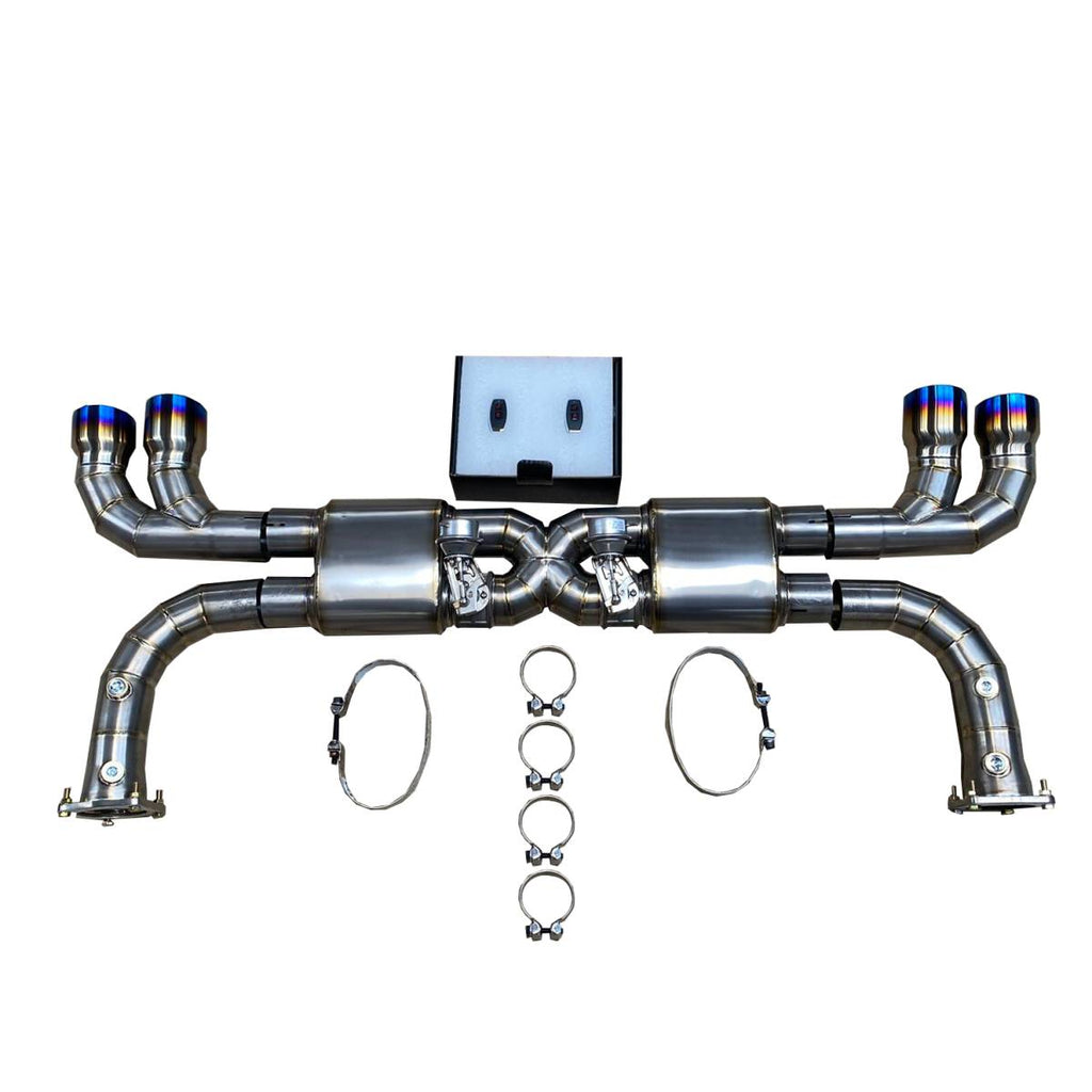 Porsche 911 991.1 Turbo Titanium Valved Exhaust Burnt Tailpipes